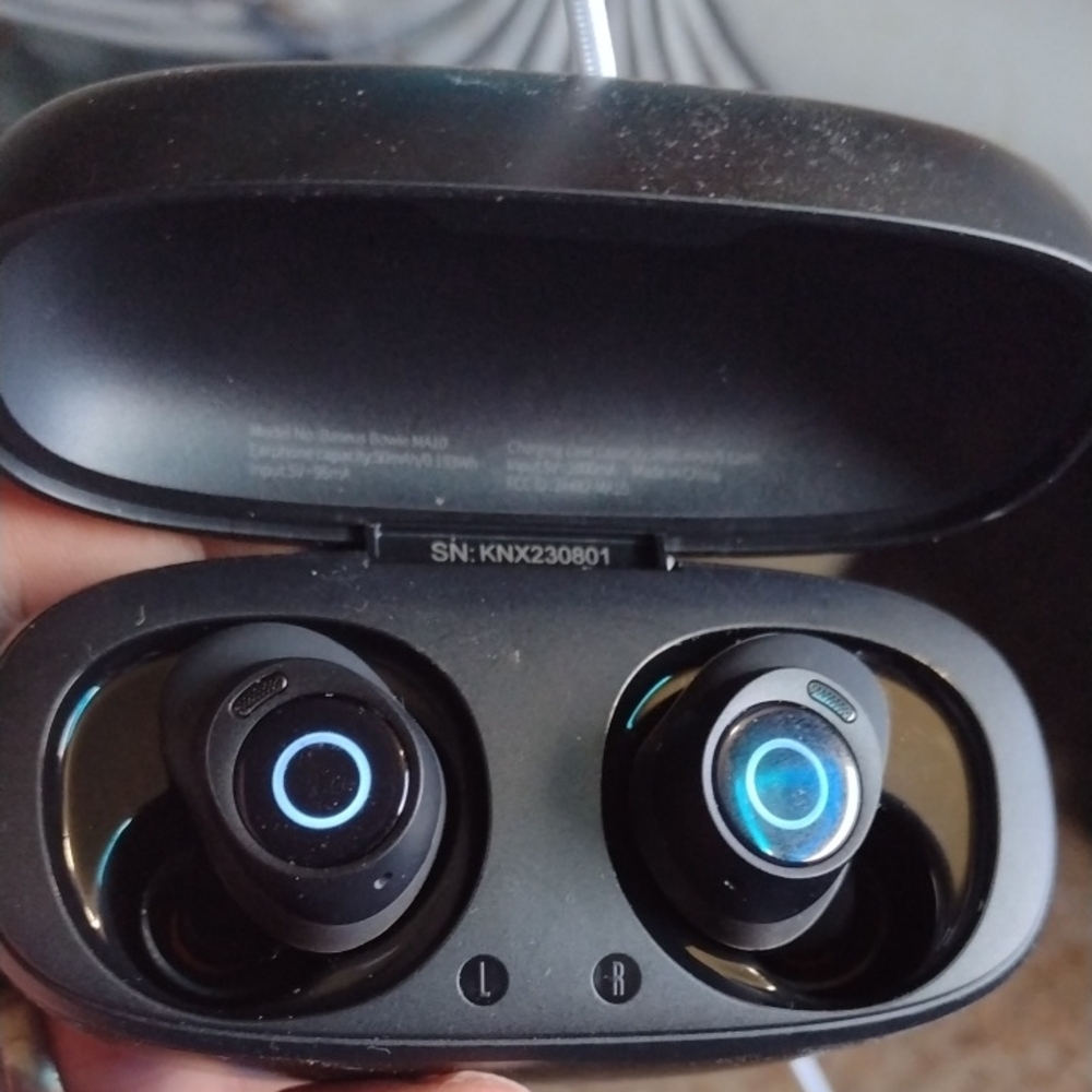 Wireless Black and Blue Earbuds
